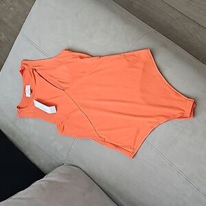 NWT Live in the Moment Orange Body Contour Cut out High-neck bodysuit